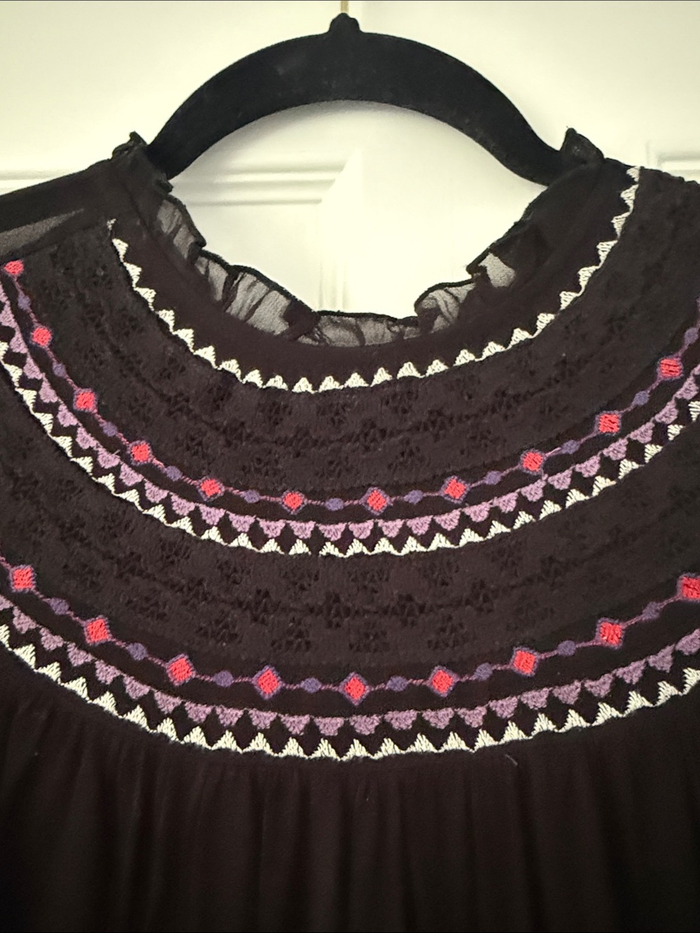 Anthropologie Black Embroidered Boho Blouse - Women Tops - Picture 4 of 5